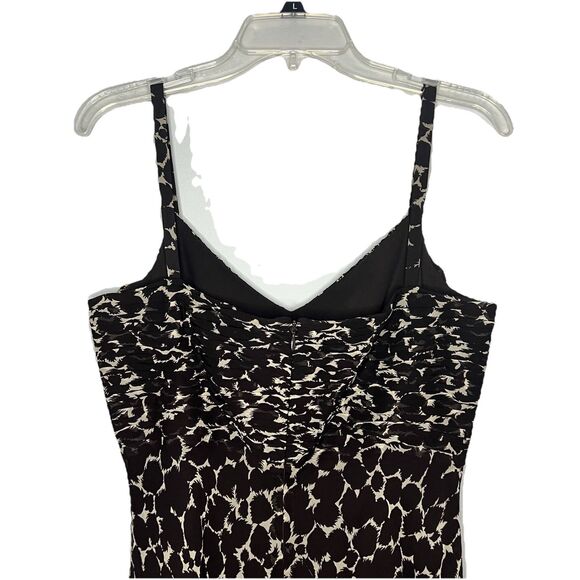Ann Taylor Silk Dress Womens Size 8 Brown Cream Giraffe Animal Safari Cheetah - Picture 3 of 6